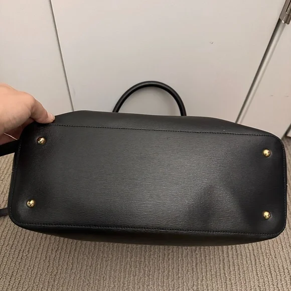 Lauren Ralph Lauren Black Leather Satchel Top Handle Crossbody Bag - Picture 16 of 16